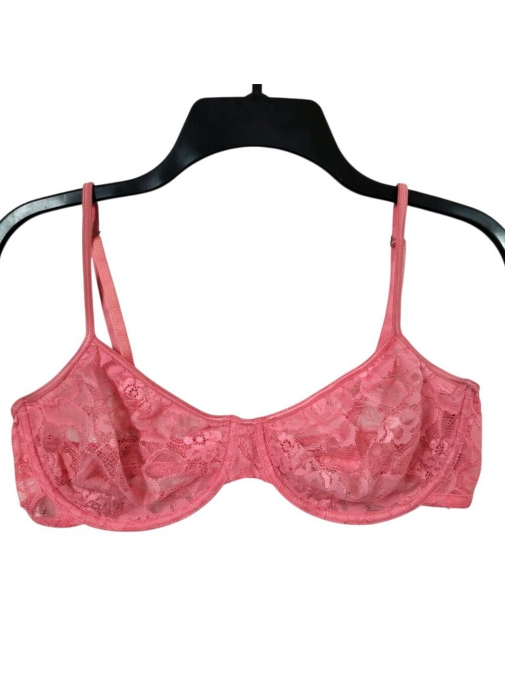 36D Victoria's Secret Pink Floral Lace Unlined Demi Bra Vintage